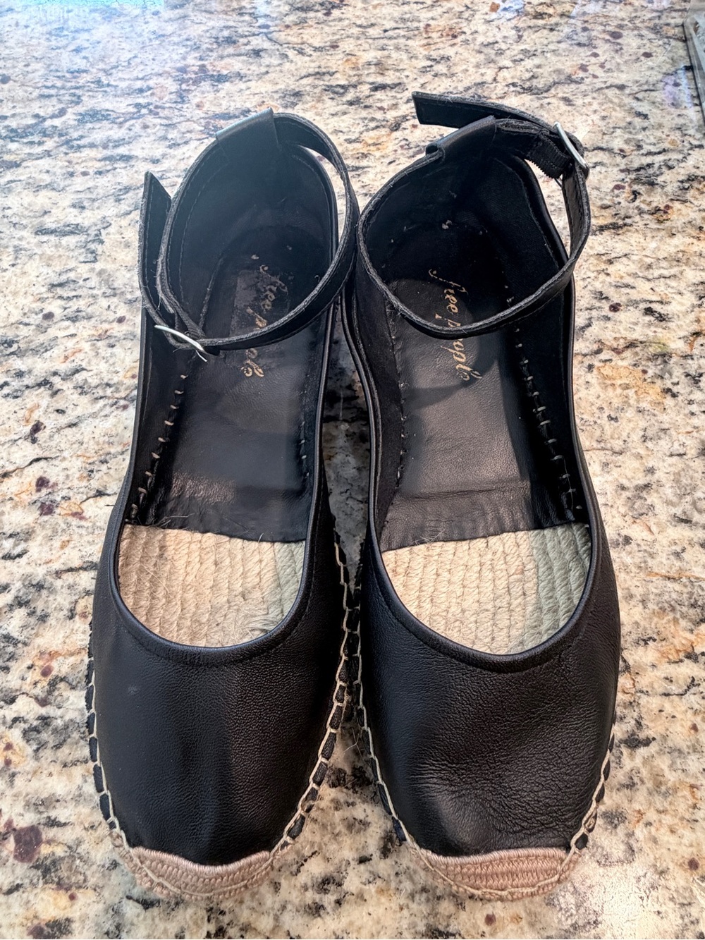 Free People Black Ankle-Strap Espadrille Flats - Brand Unknown size: 40